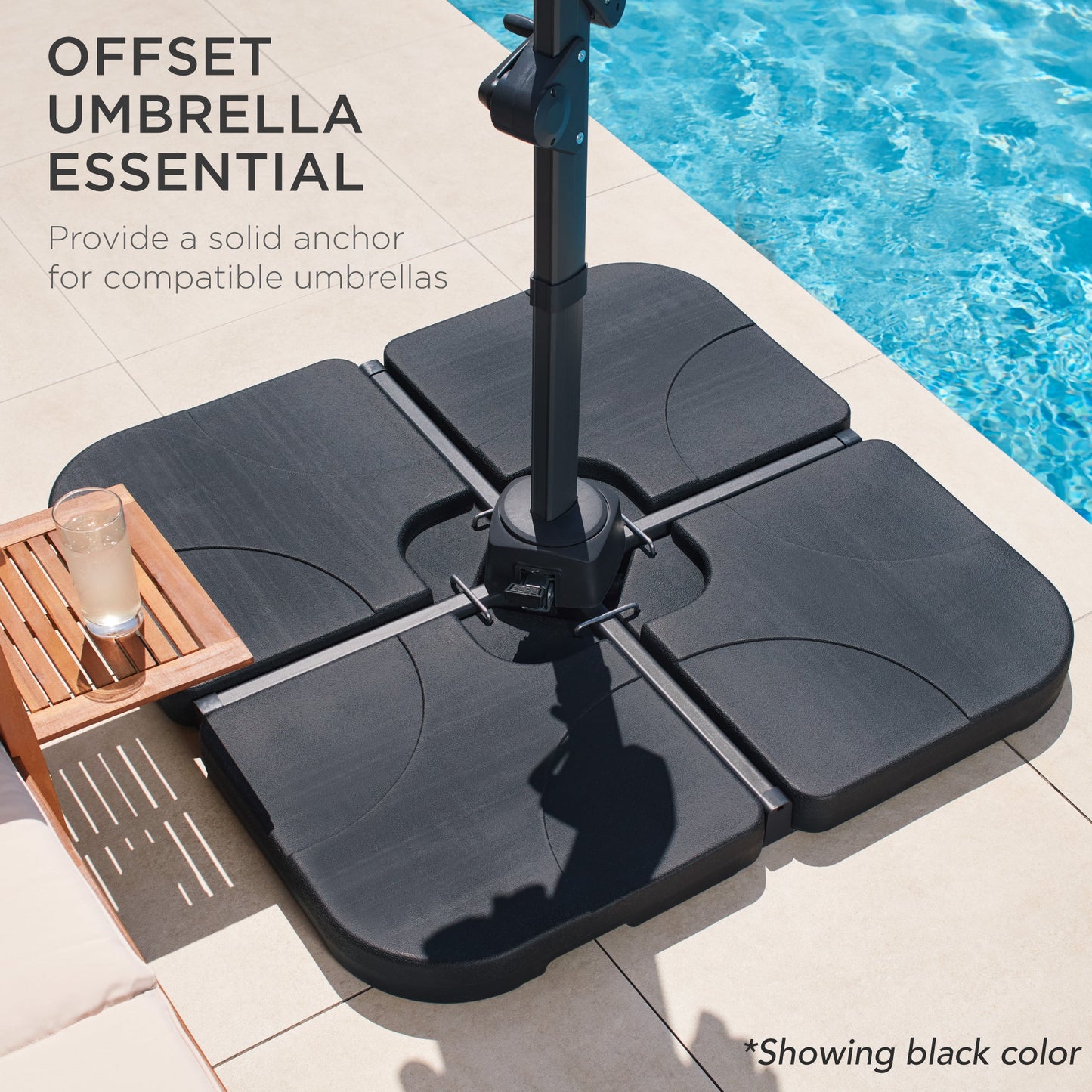 4-Piece Cantilever Offset Patio Umbrella Stand Square Base Plate Set designed for patio and backyard use