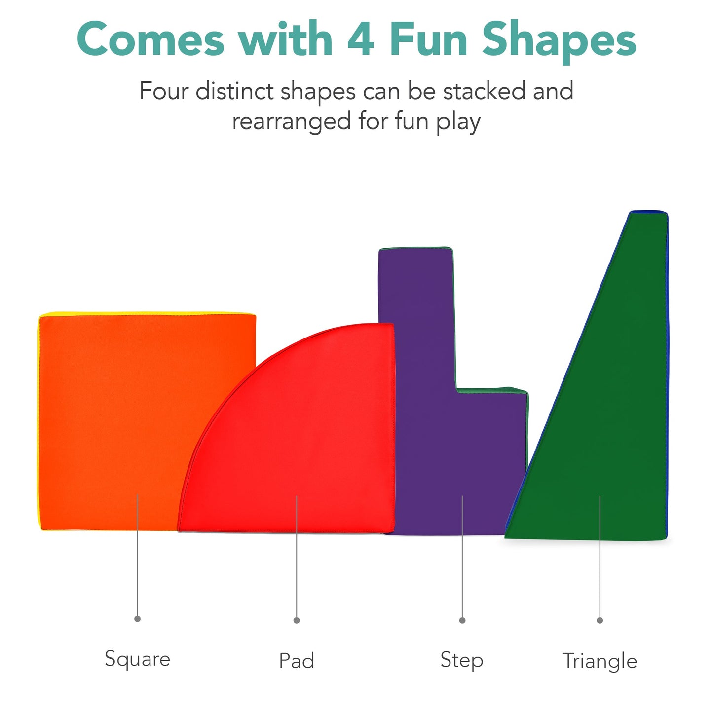4-Piece Kids Climb and Crawl Soft Foam Shapes Structure Playset designed for kids' playtime and gifts
