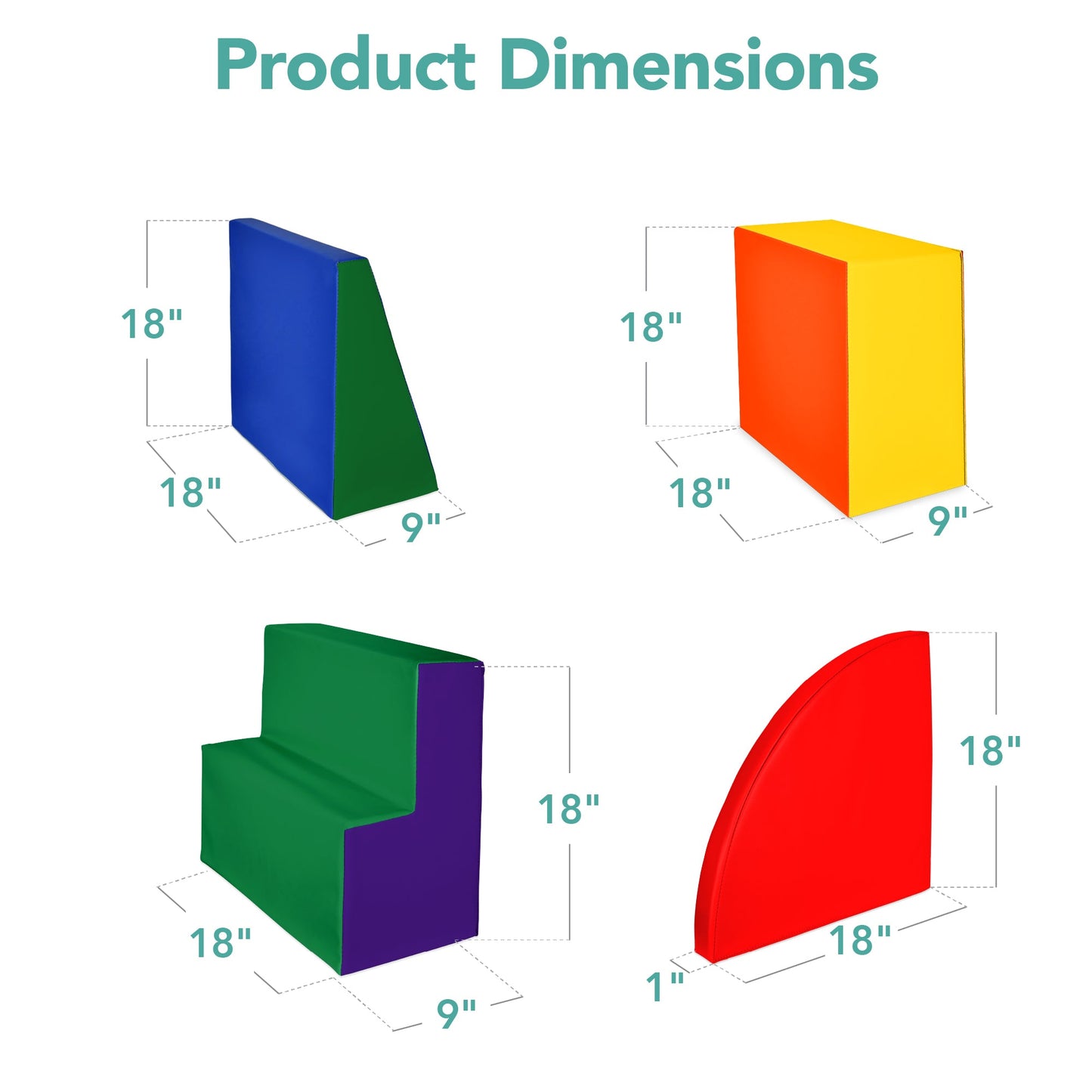 4-Piece Kids Climb and Crawl Soft Foam Shapes Structure Playset designed for kids' playtime and gifts