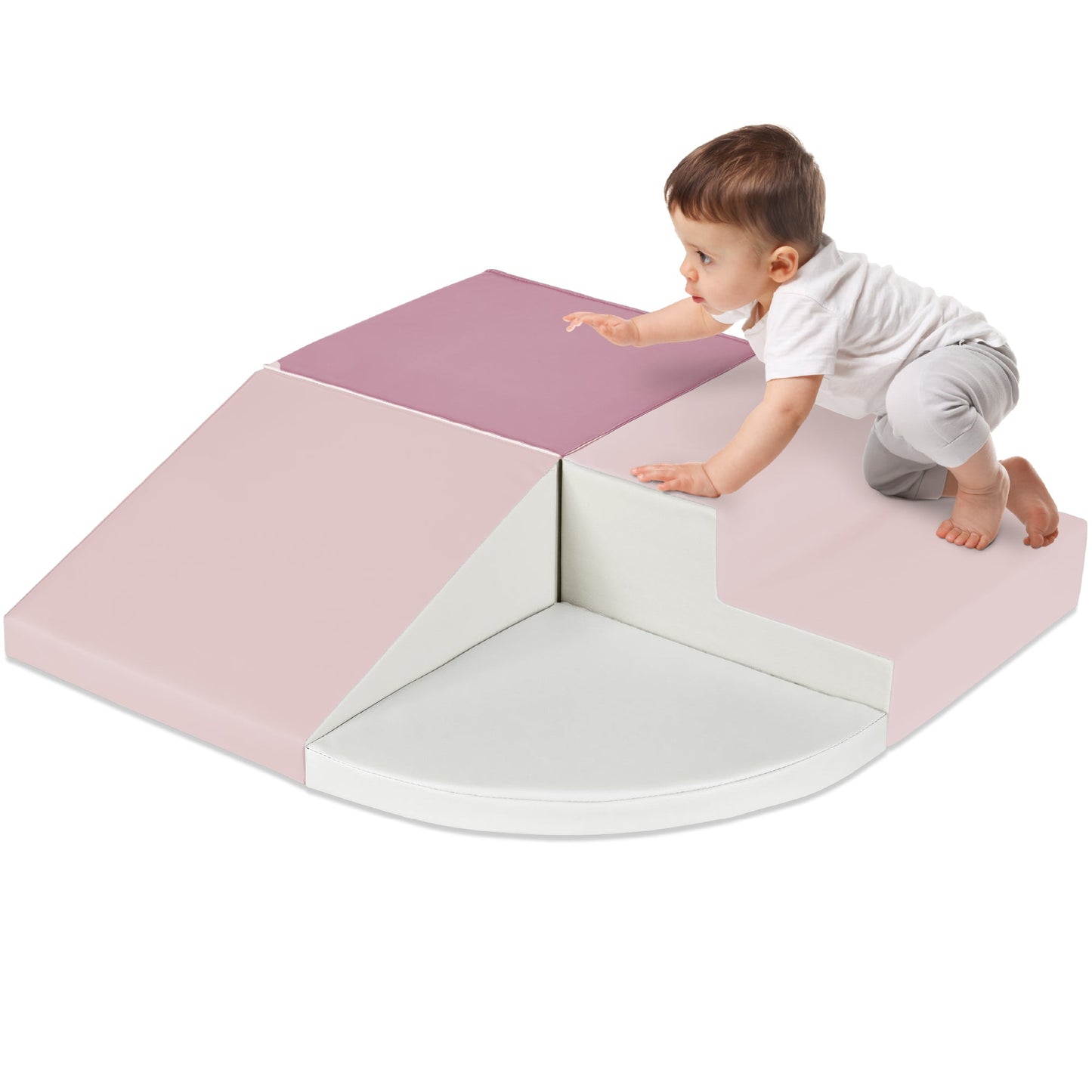 4-Piece Kids Climb and Crawl Soft Foam Shapes Structure Playset designed for kids' playtime and gifts
