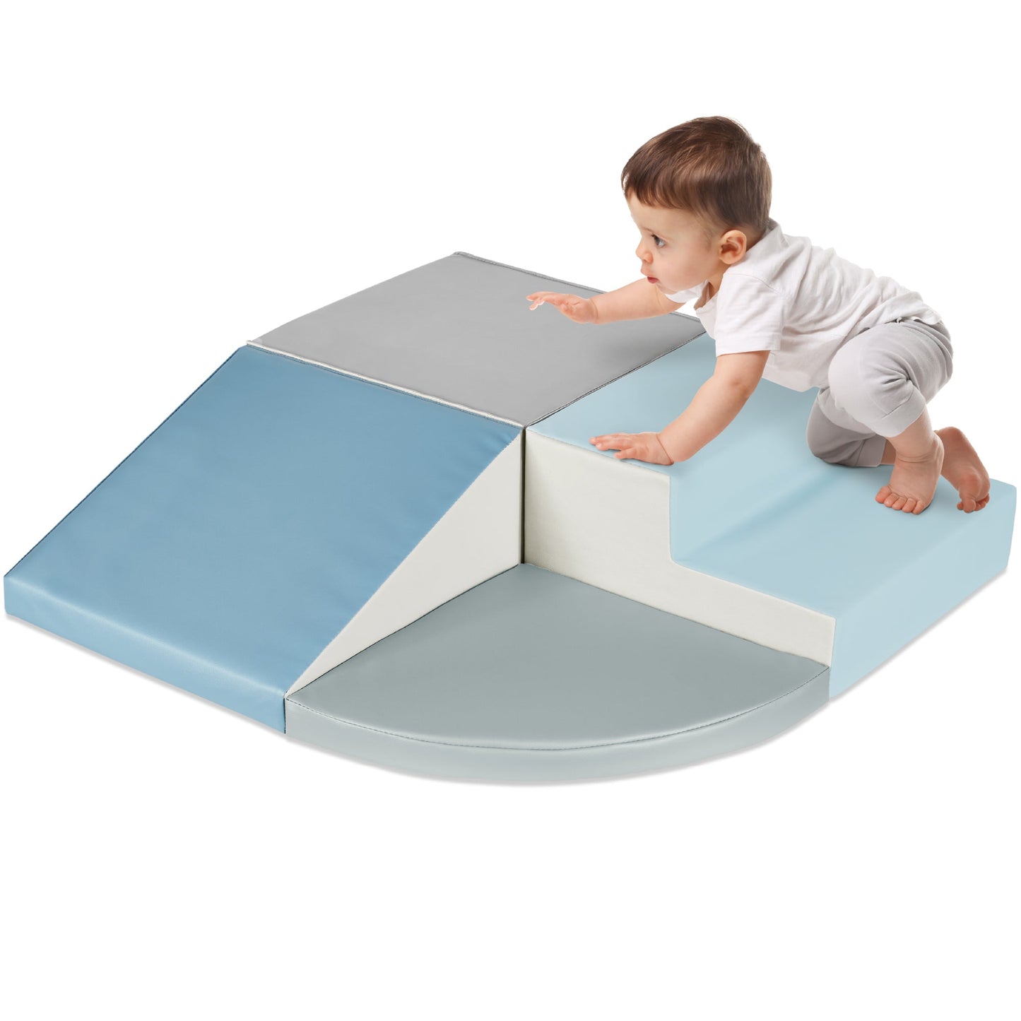 4-Piece Kids Climb and Crawl Soft Foam Shapes Structure Playset designed for kids' playtime and gifts