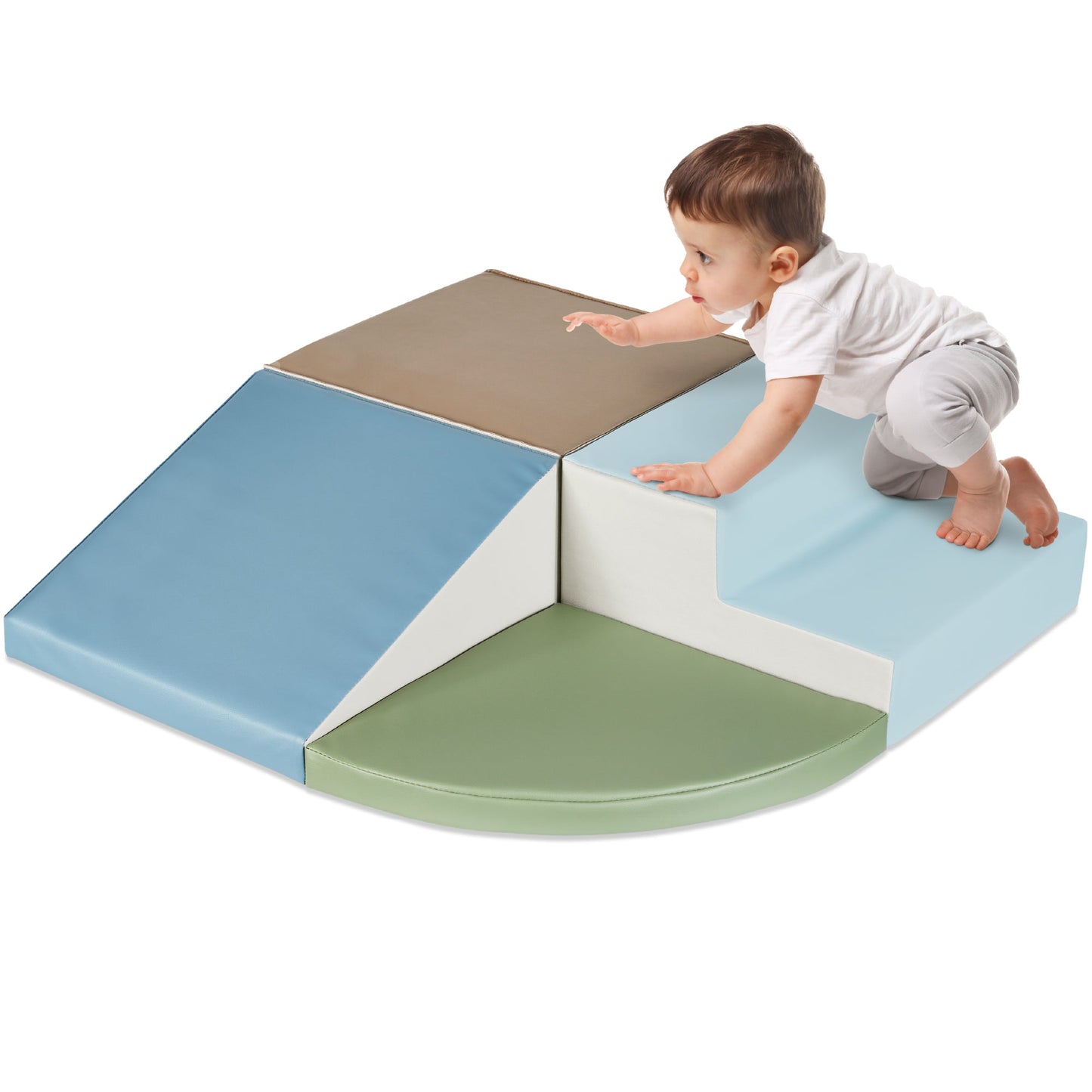4-Piece Kids Climb and Crawl Soft Foam Shapes Structure Playset designed for kids' playtime and gifts