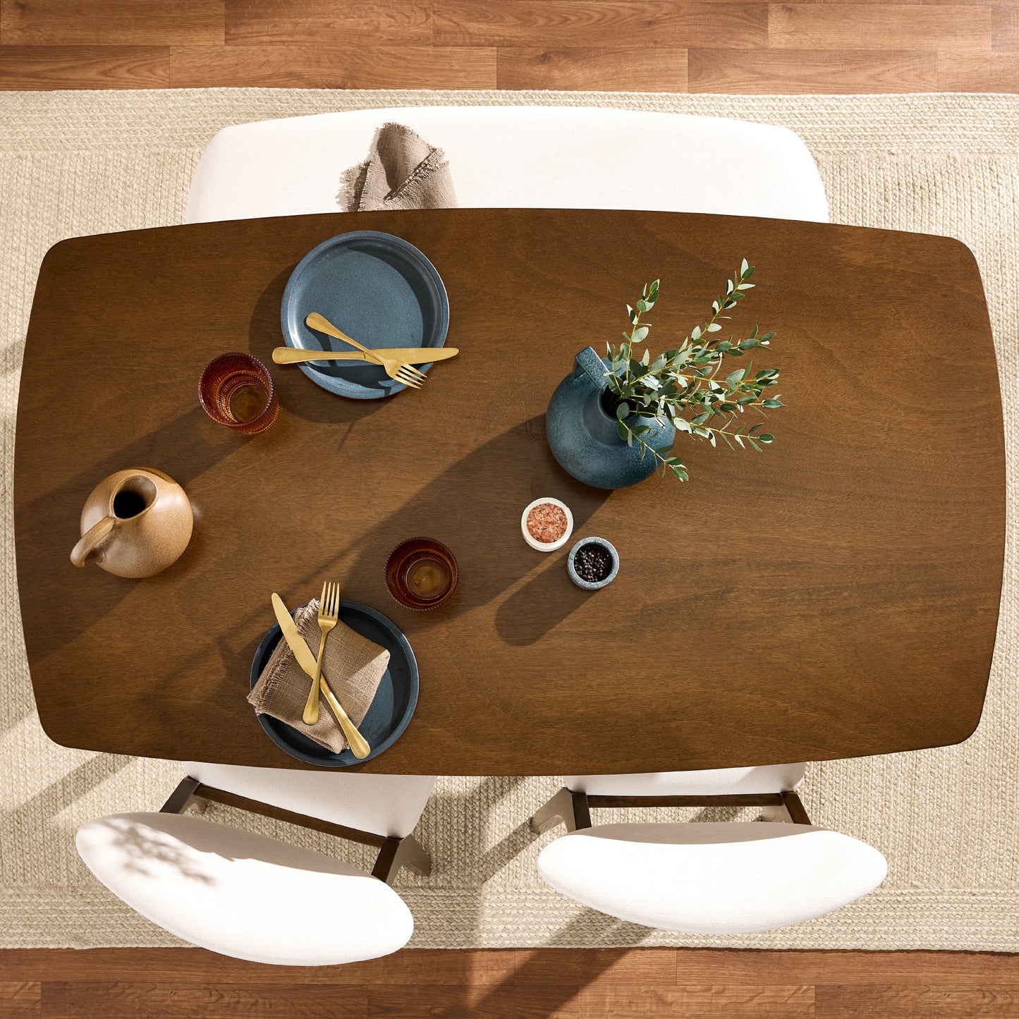 4-Piece Mid-Century Modern Upholstered Wooden Dining Set with 2 Chairs Bench designed for everyday comfort and storage