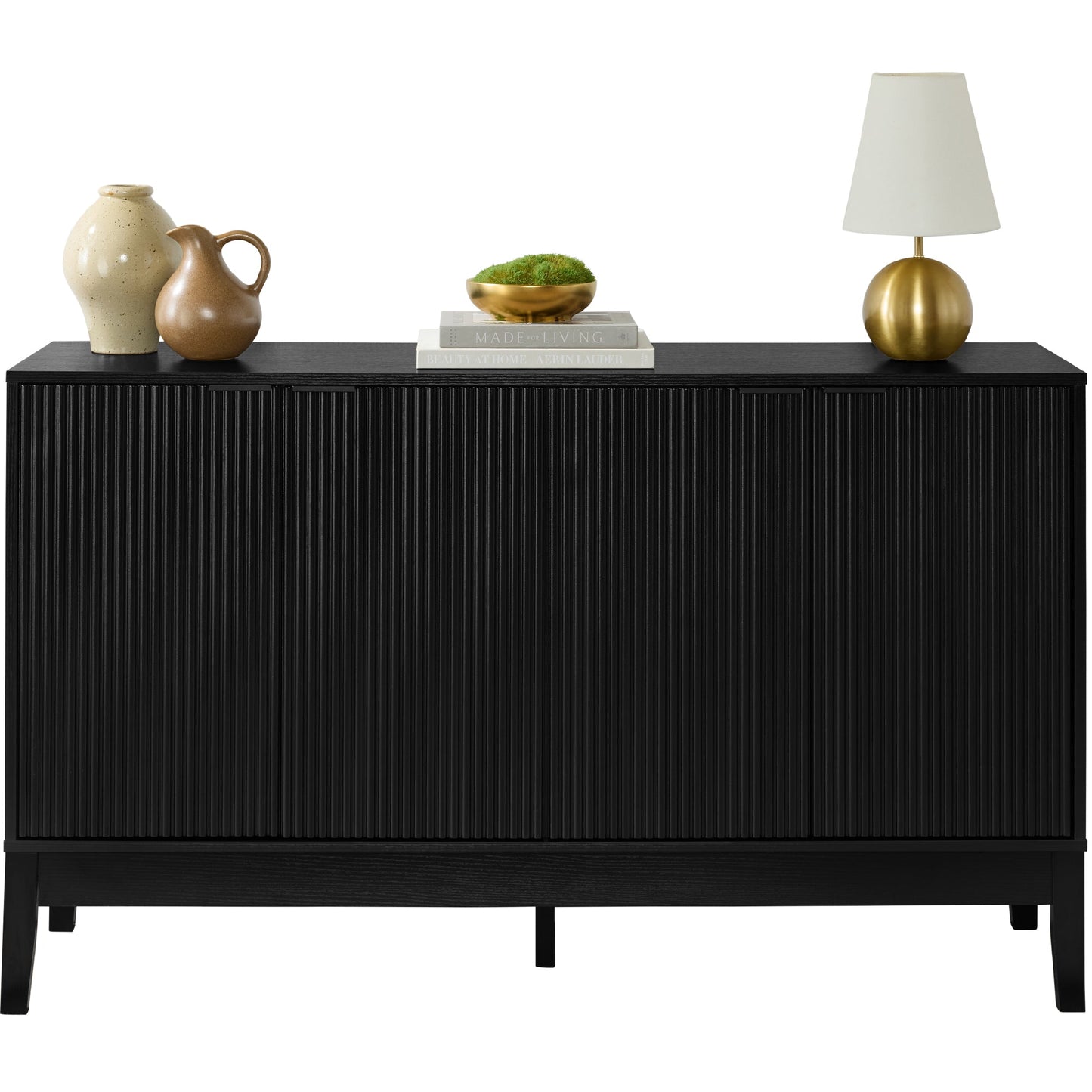 4-Door Reeded Storage Cabinet Accent Furniture Sideboard designed for everyday comfort and storage