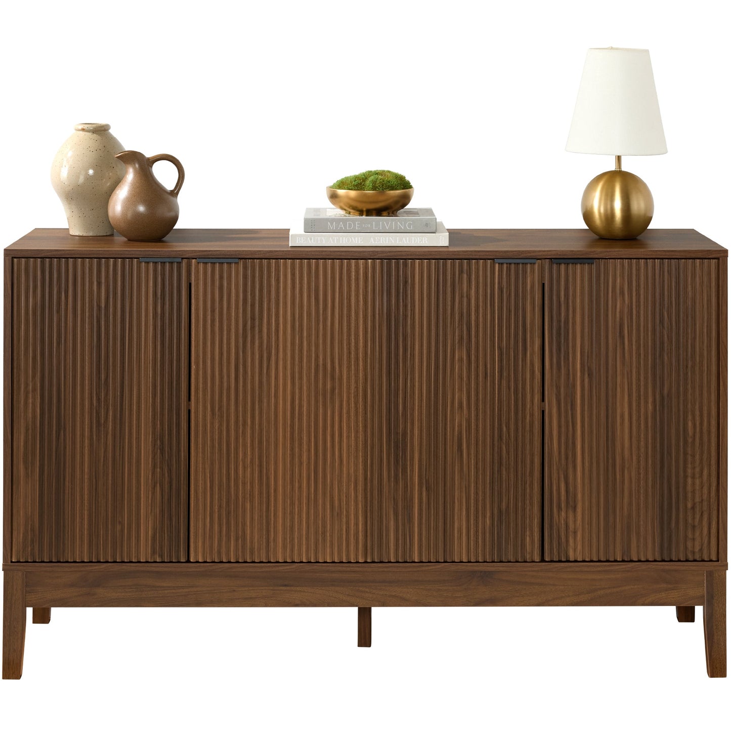 4-Door Reeded Storage Cabinet Accent Furniture Sideboard designed for everyday comfort and storage