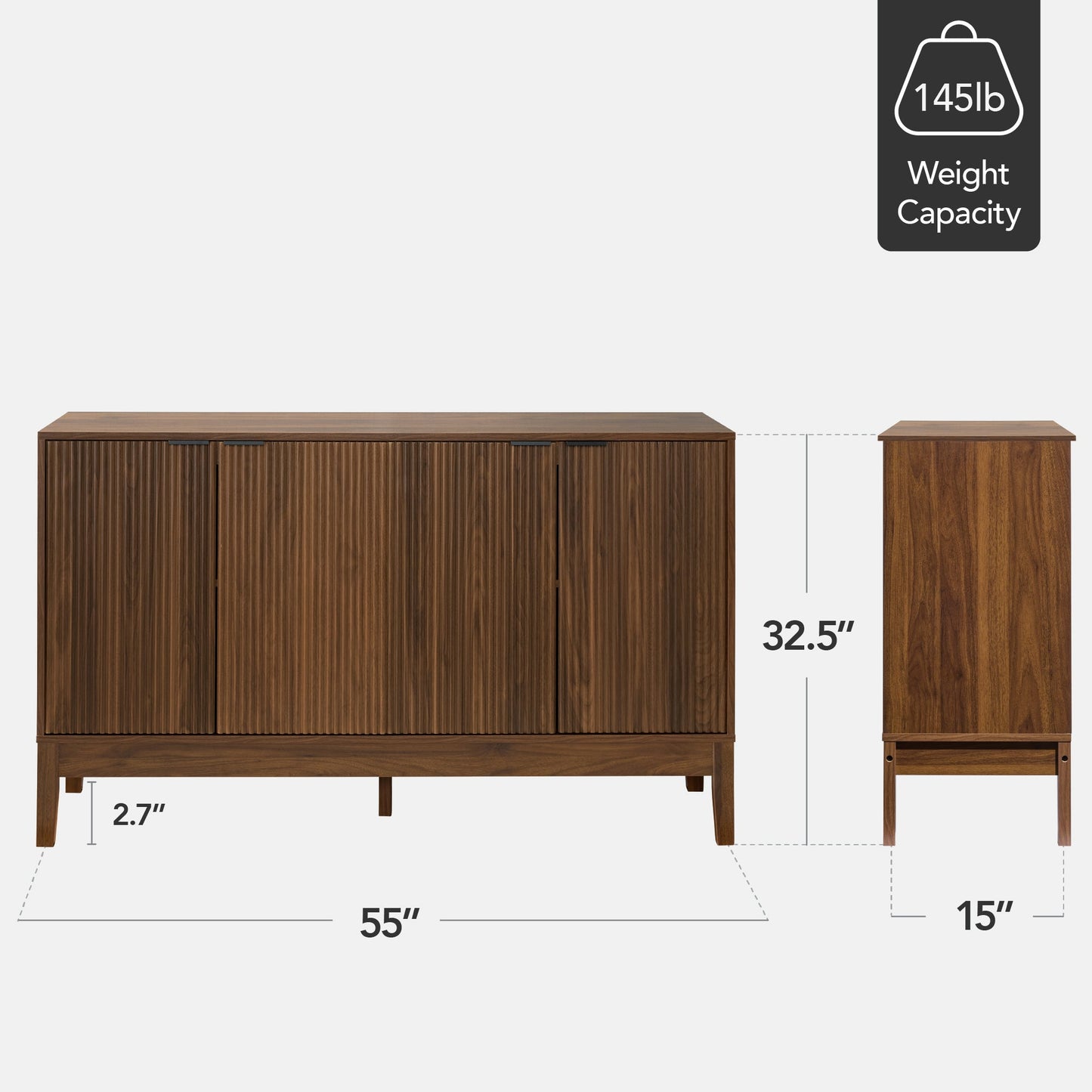 4-Door Reeded Storage Cabinet Accent Furniture Sideboard designed for everyday comfort and storage
