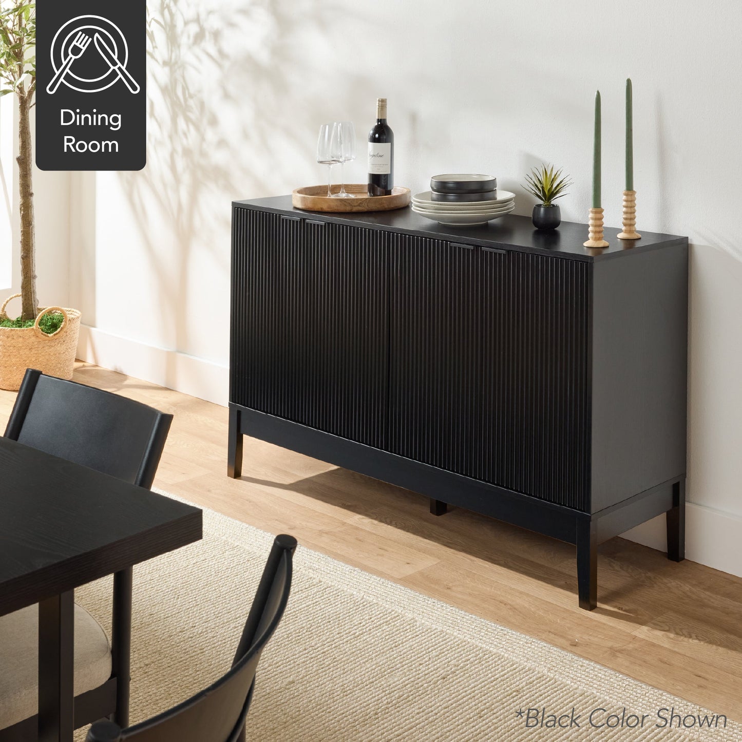 4-Door Reeded Storage Cabinet Accent Furniture Sideboard designed for everyday comfort and storage