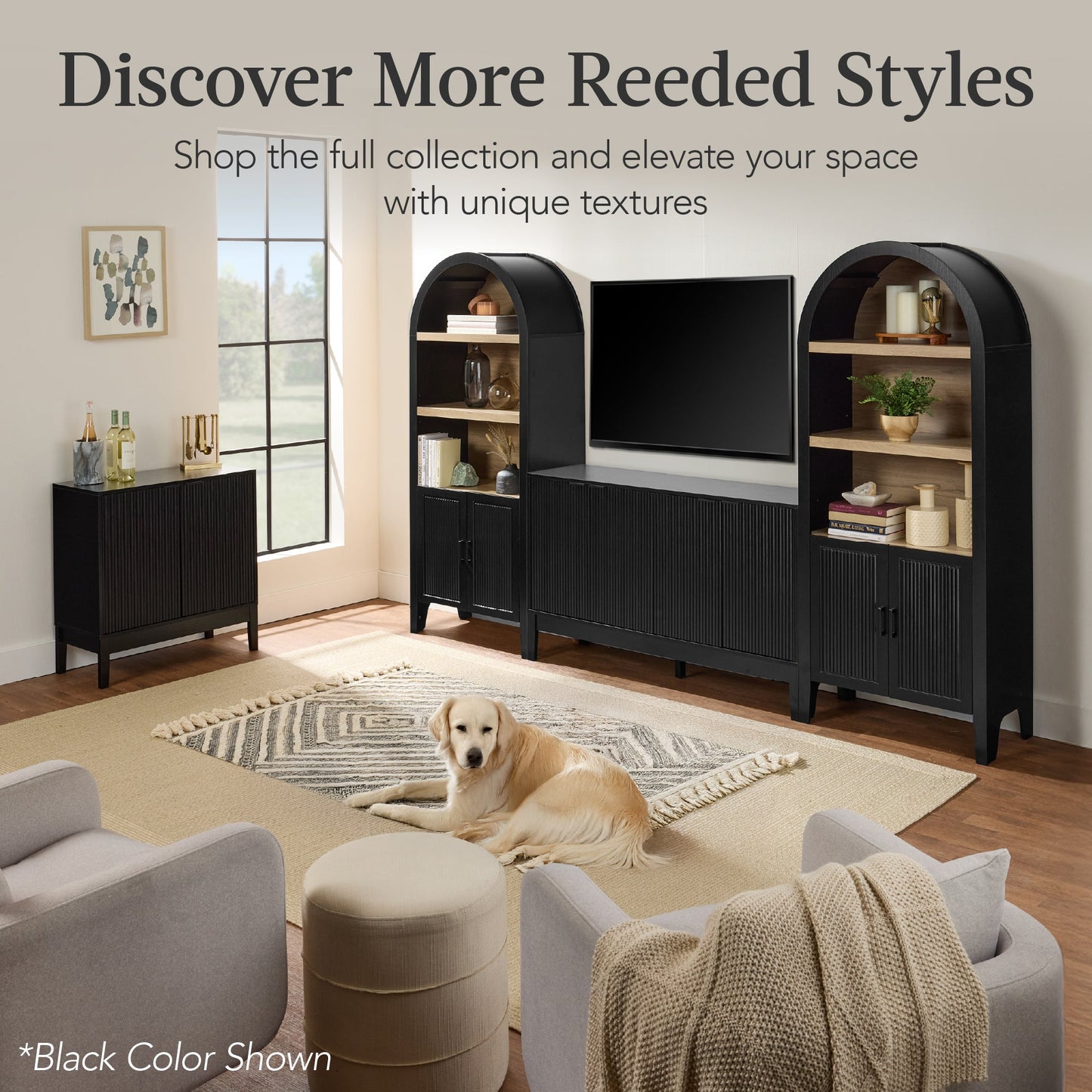 4-Door Reeded Storage Cabinet Accent Furniture Sideboard designed for everyday comfort and storage