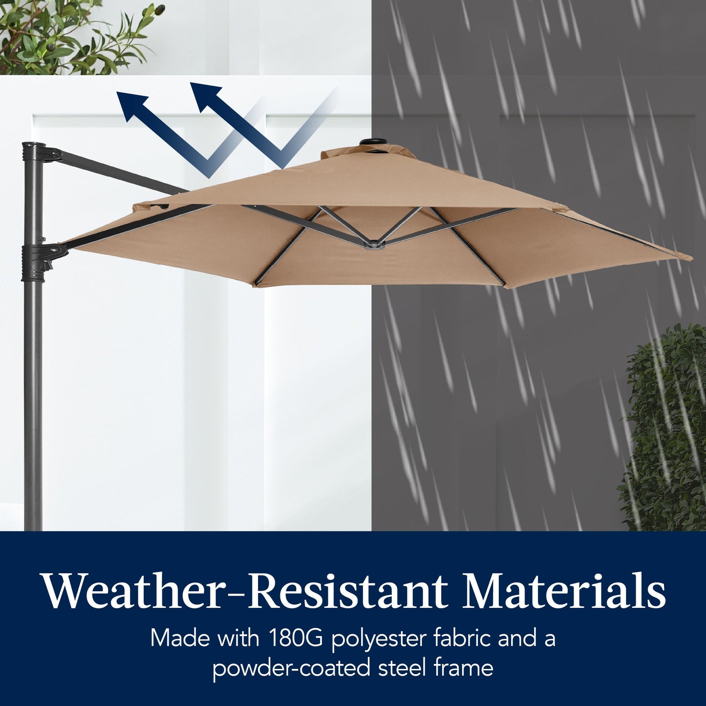 360 LED Rotating Cantilever Offset Patio Umbrella - 10ft for outdoor comfort and convenience
