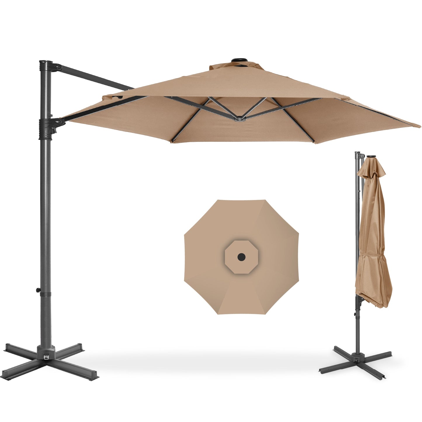 360 Rotating Cantilever Offset Patio Umbrella - 10ft designed for patio and backyard use