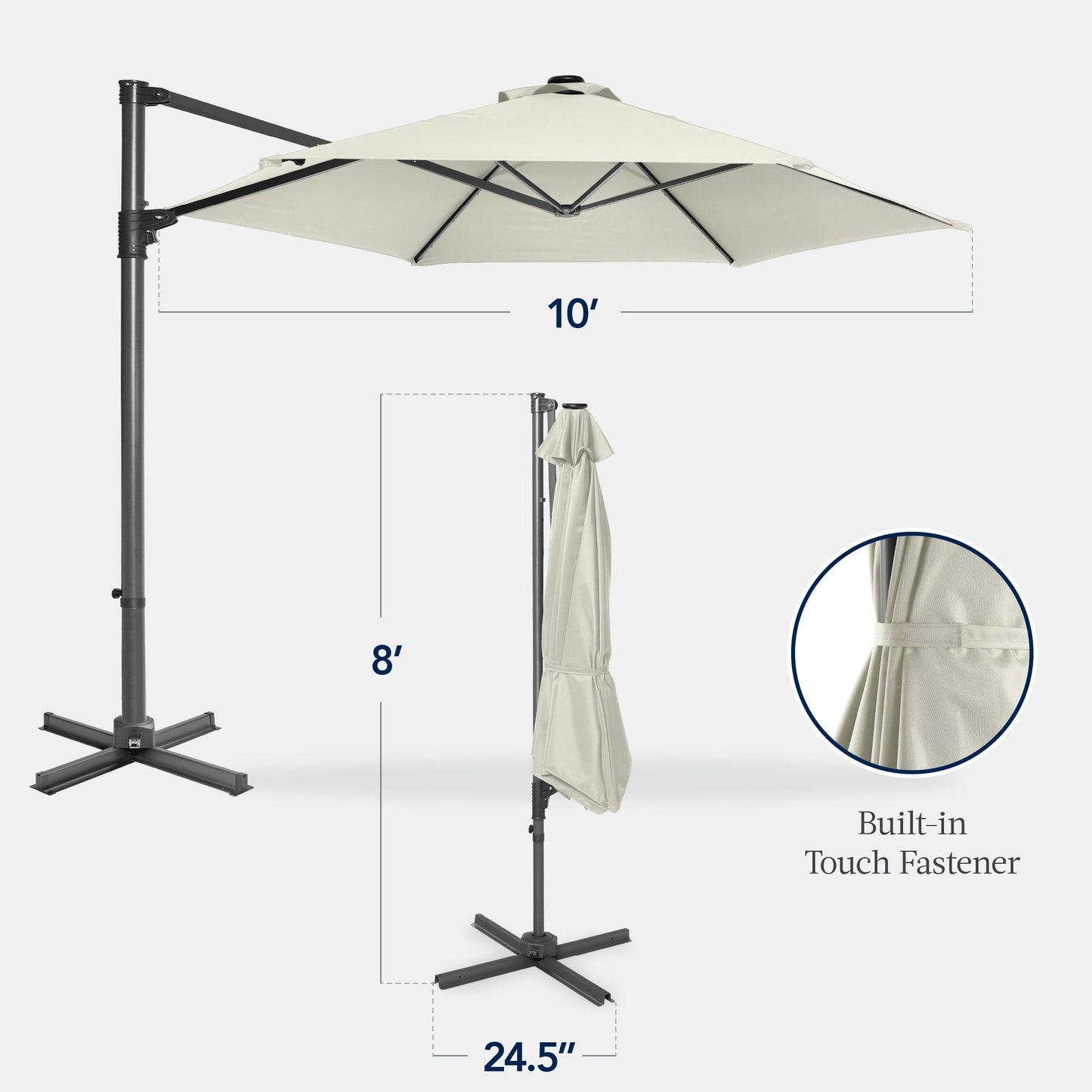 360 Rotating Cantilever Offset Patio Umbrella - 10ft designed for patio and backyard use