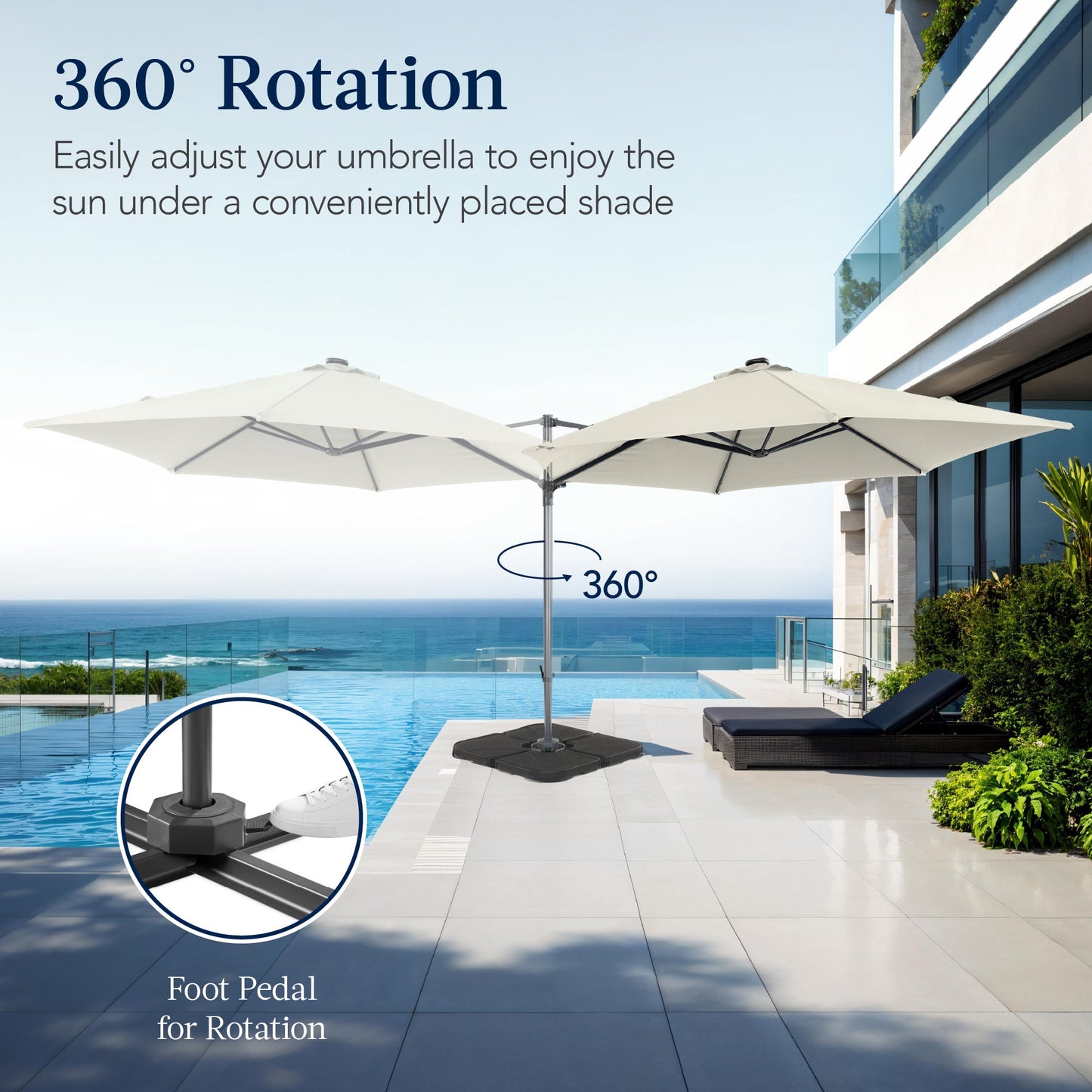 360 Rotating Cantilever Offset Patio Umbrella - 10ft designed for patio and backyard use