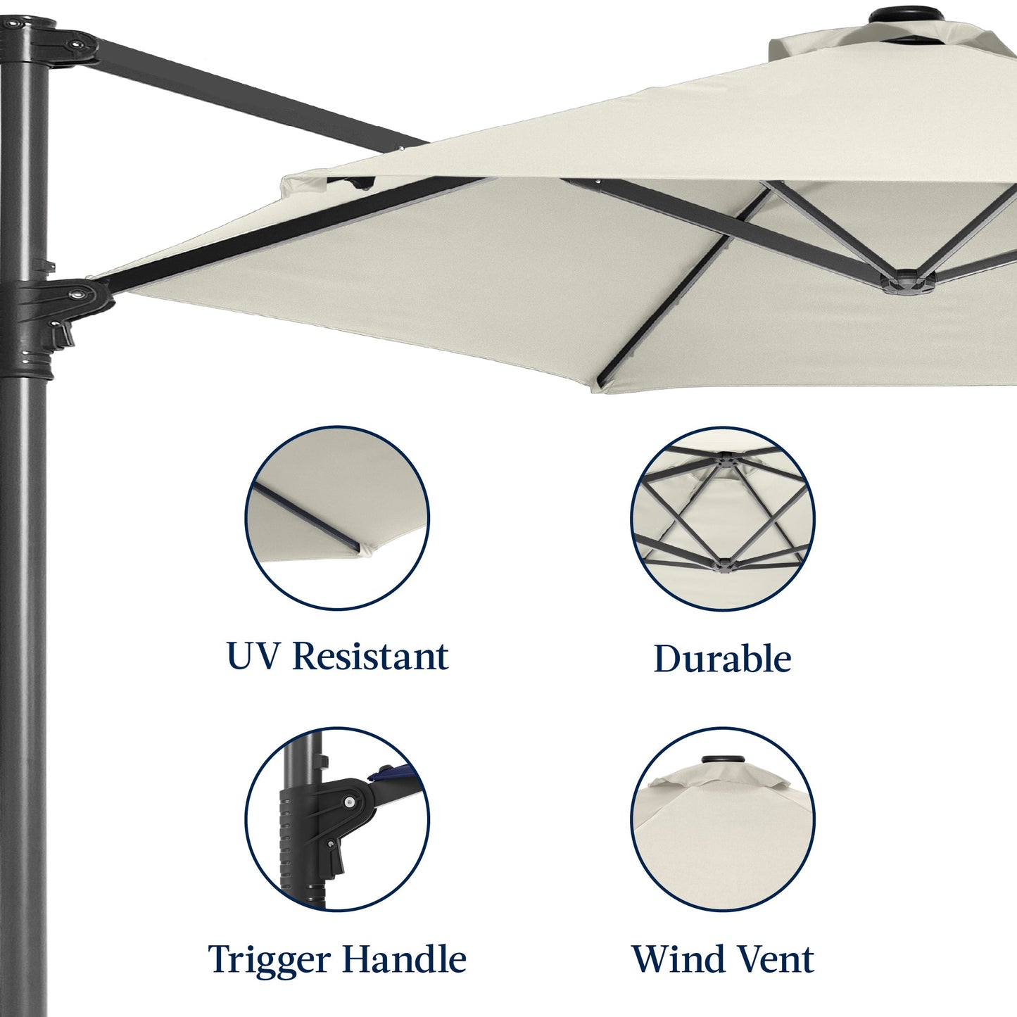 360 Rotating Cantilever Offset Patio Umbrella - 10ft designed for patio and backyard use