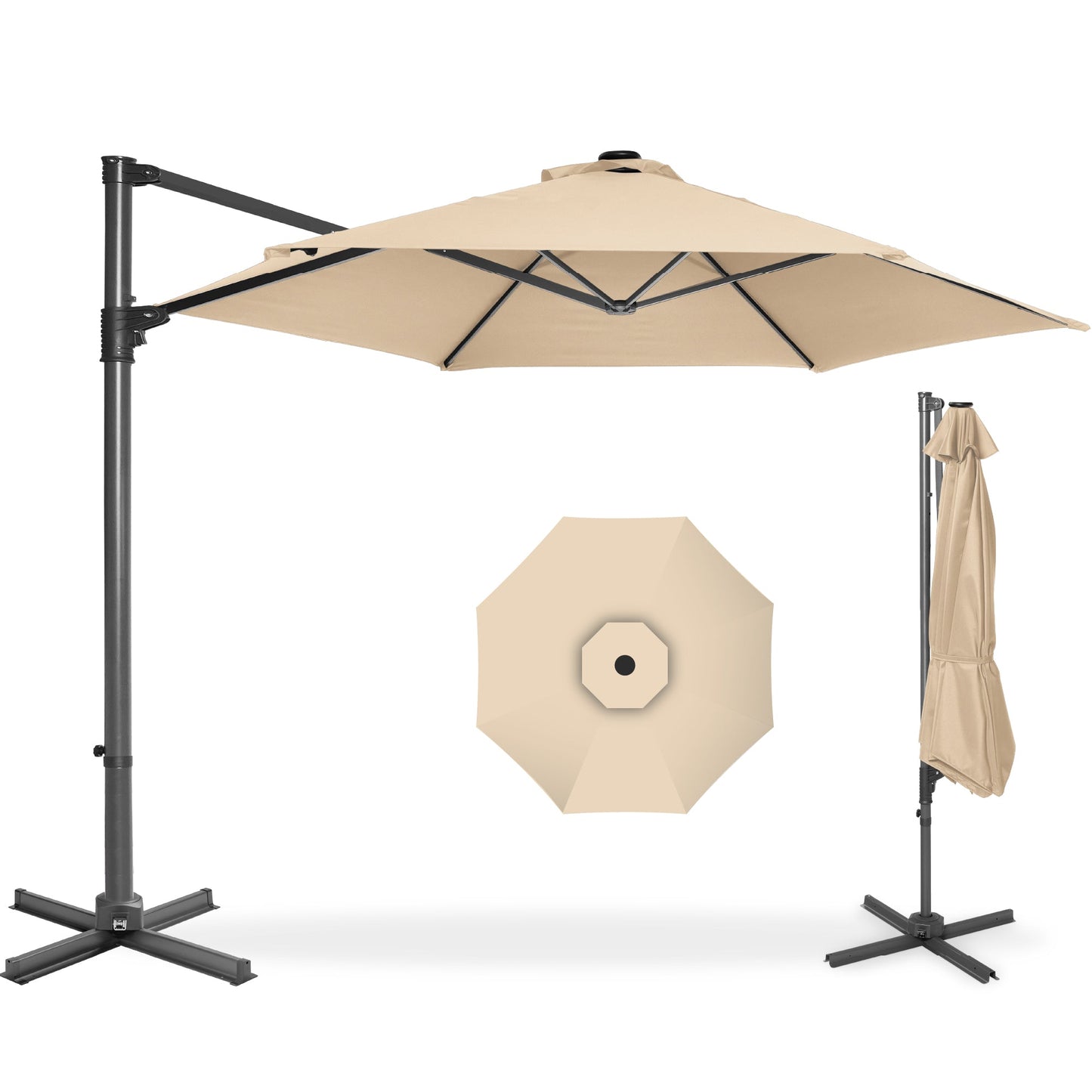 360 Rotating Cantilever Offset Patio Umbrella - 10ft designed for patio and backyard use