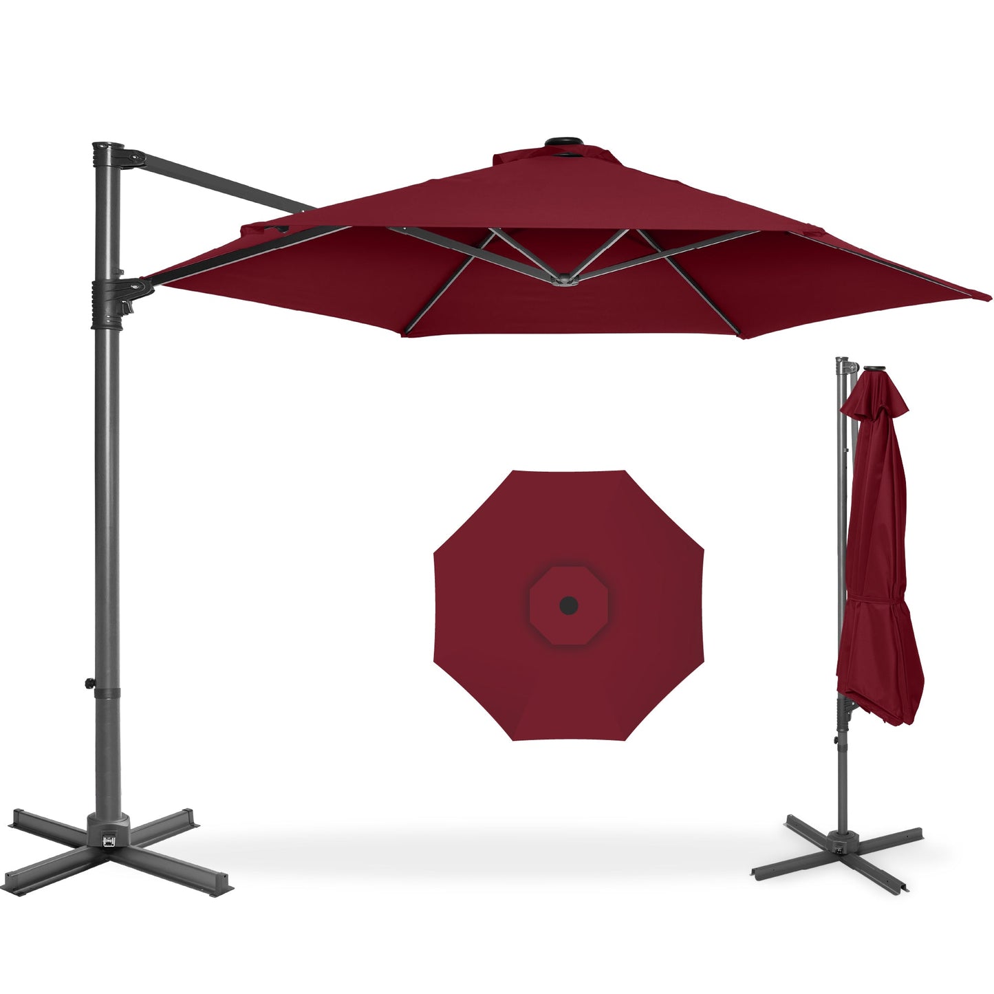 360 Rotating Cantilever Offset Patio Umbrella - 10ft designed for patio and backyard use