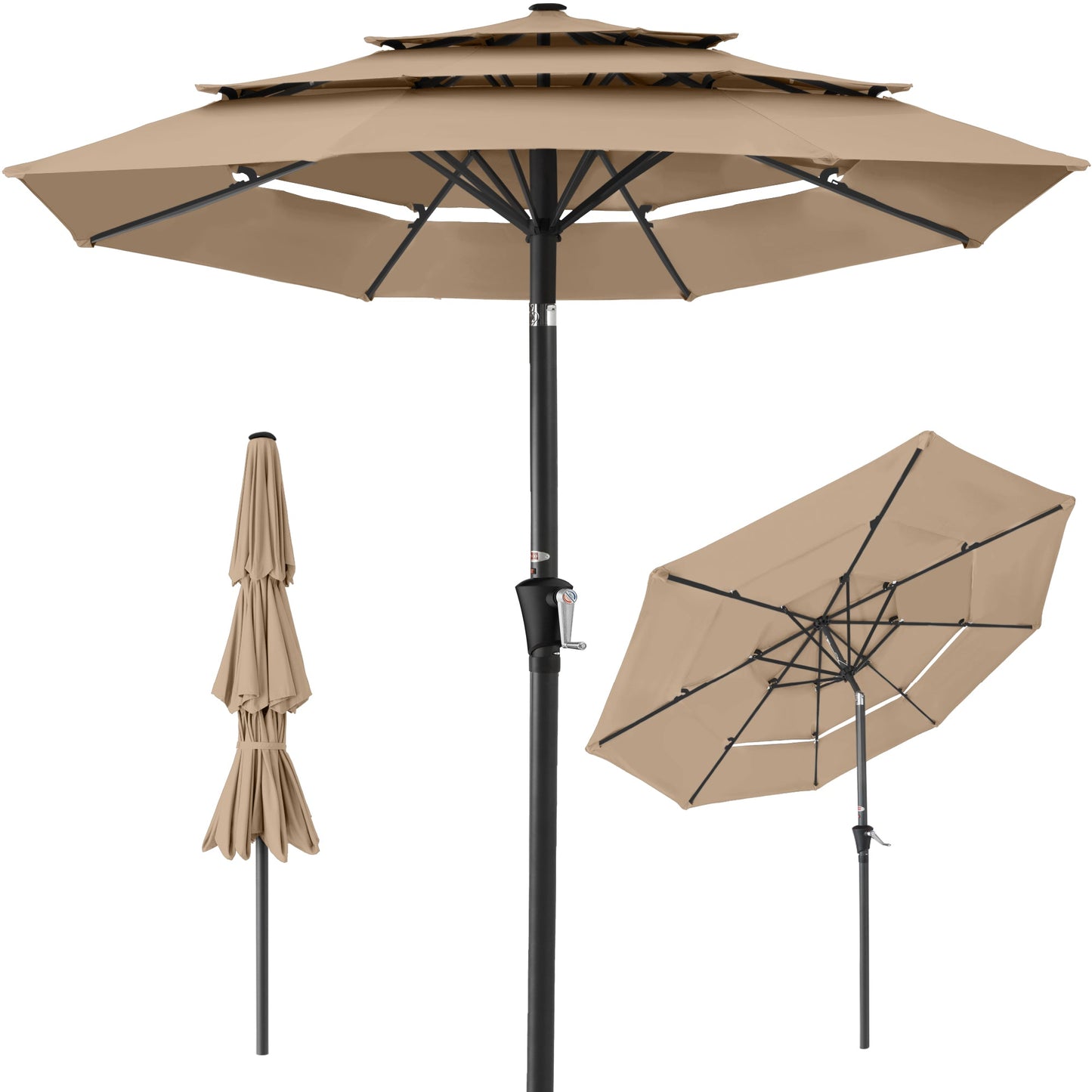 3-Tier Patio Umbrella with Tilt Adjustment Crank - 10ft with practical outdoor-ready details