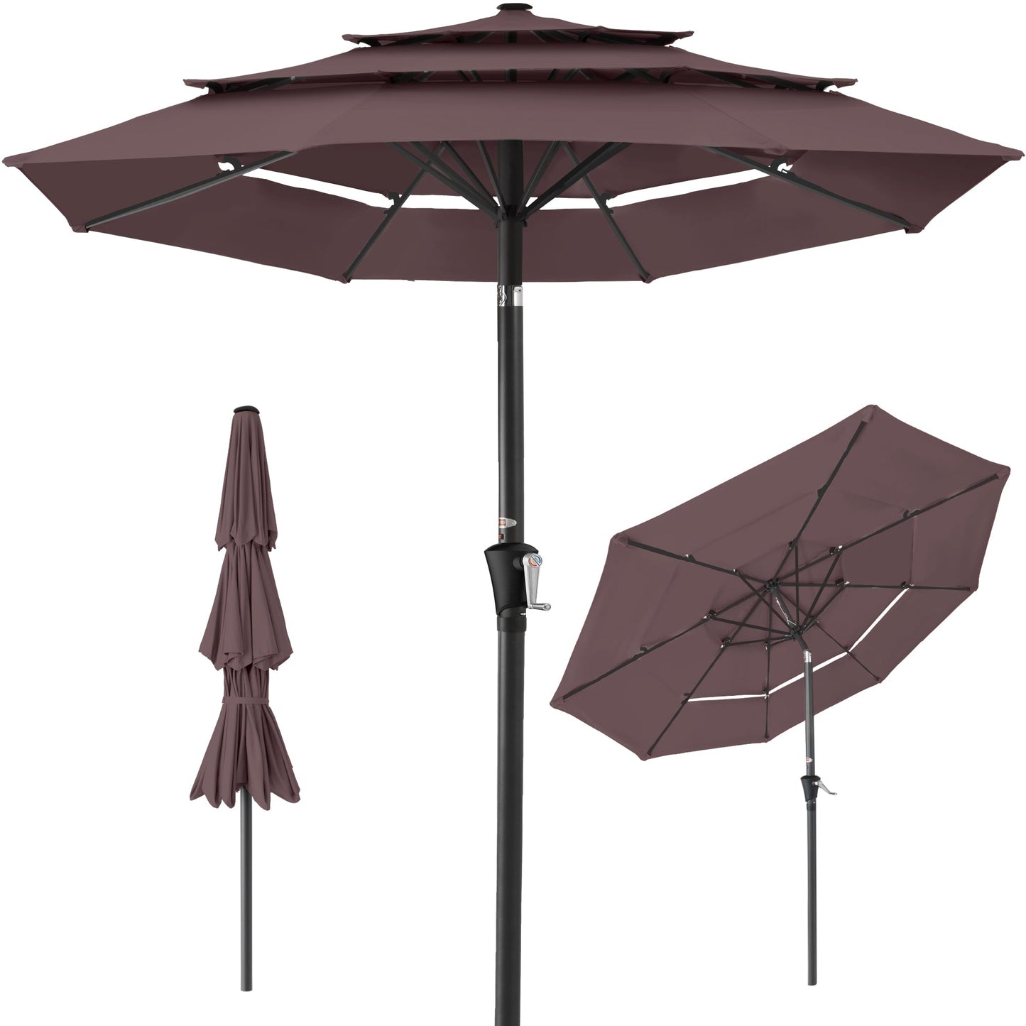 3-Tier Patio Umbrella with Tilt Adjustment Crank - 10ft with practical outdoor-ready details