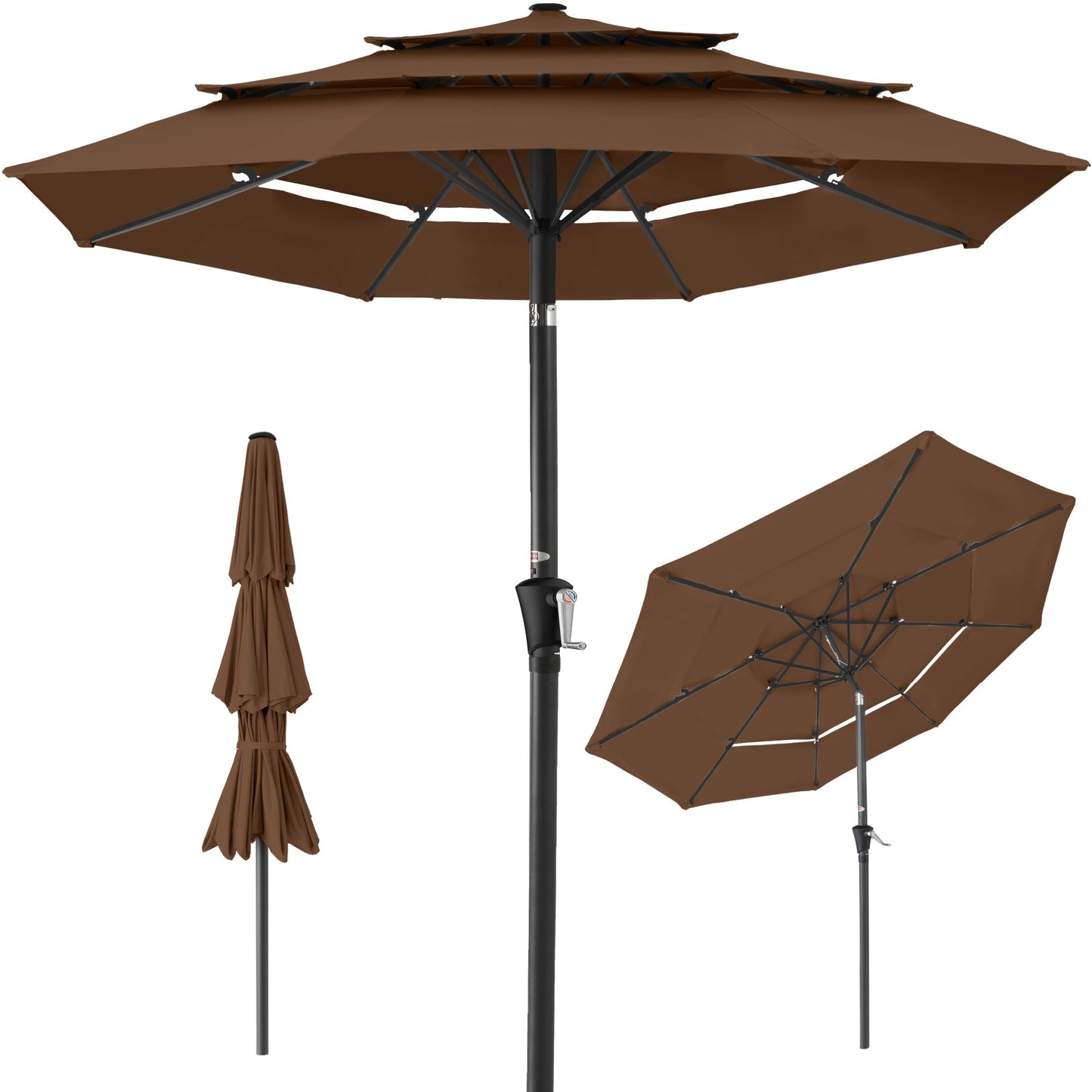 3-Tier Patio Umbrella with Tilt Adjustment Crank - 10ft with practical outdoor-ready details