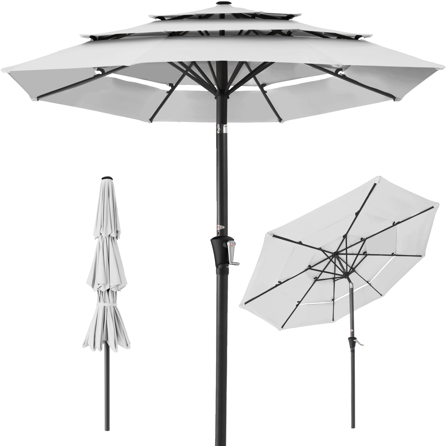 3-Tier Patio Umbrella with Tilt Adjustment Crank - 10ft with practical outdoor-ready details