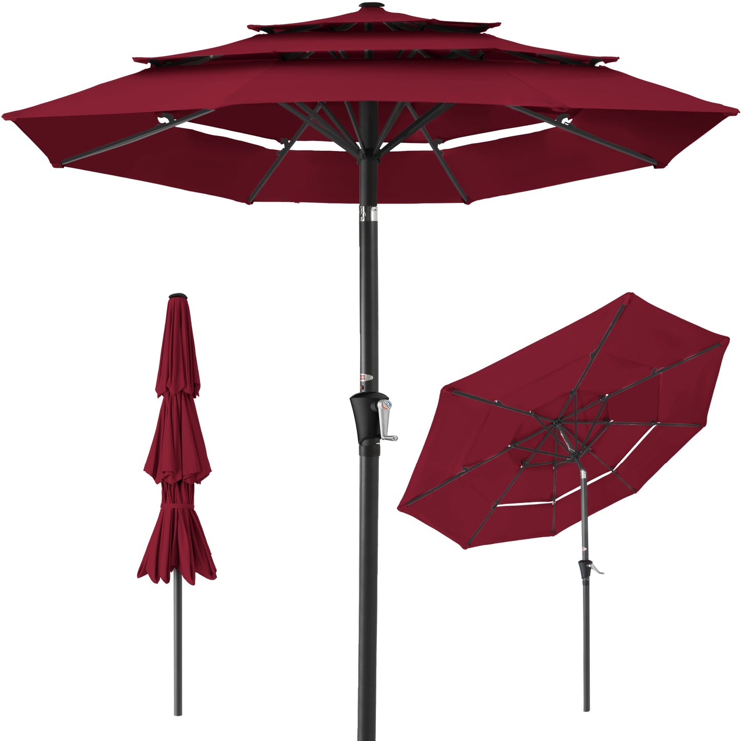 3-Tier Patio Umbrella with Tilt Adjustment Crank - 10ft with practical outdoor-ready details