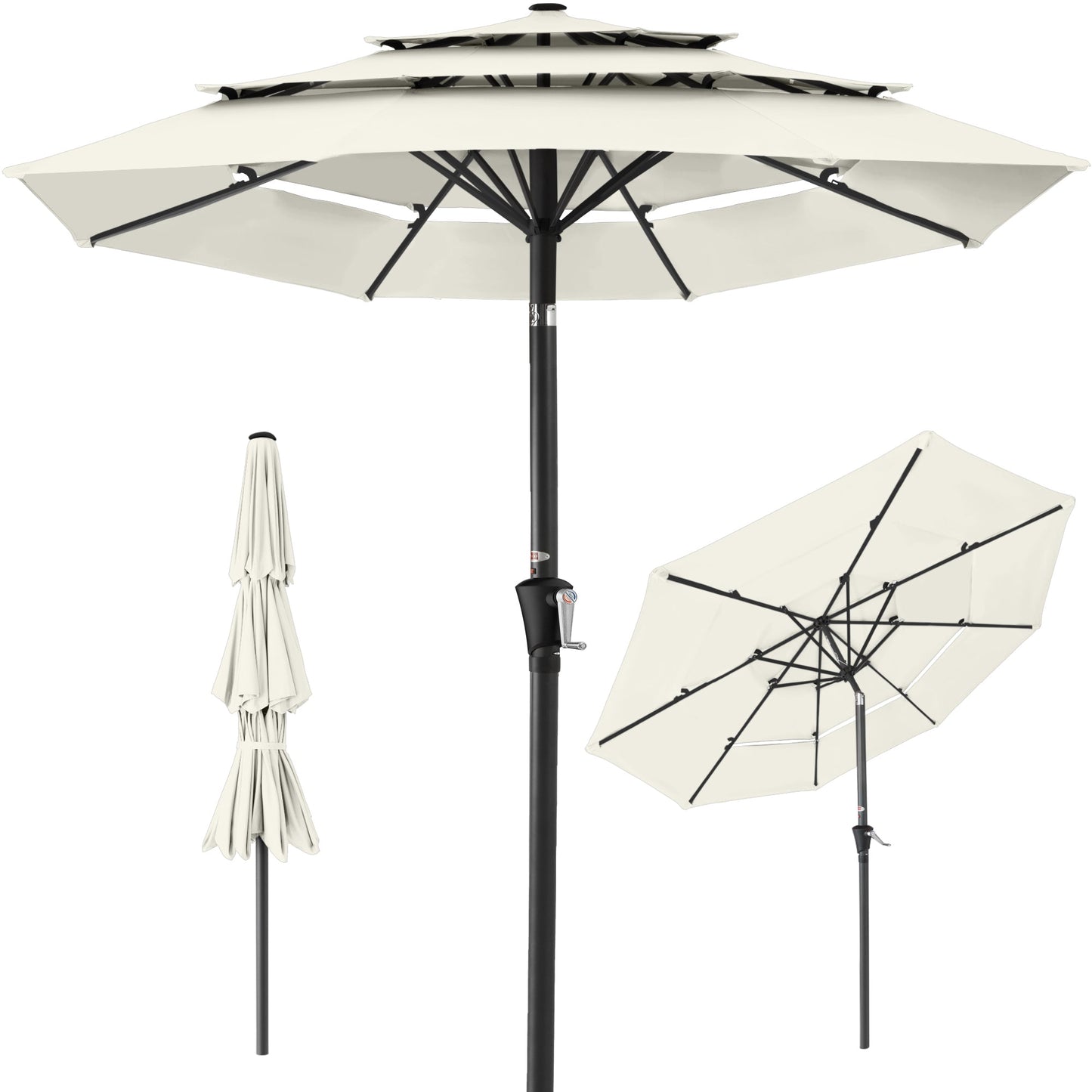 3-Tier Patio Umbrella with Tilt Adjustment Crank - 10ft with practical outdoor-ready details