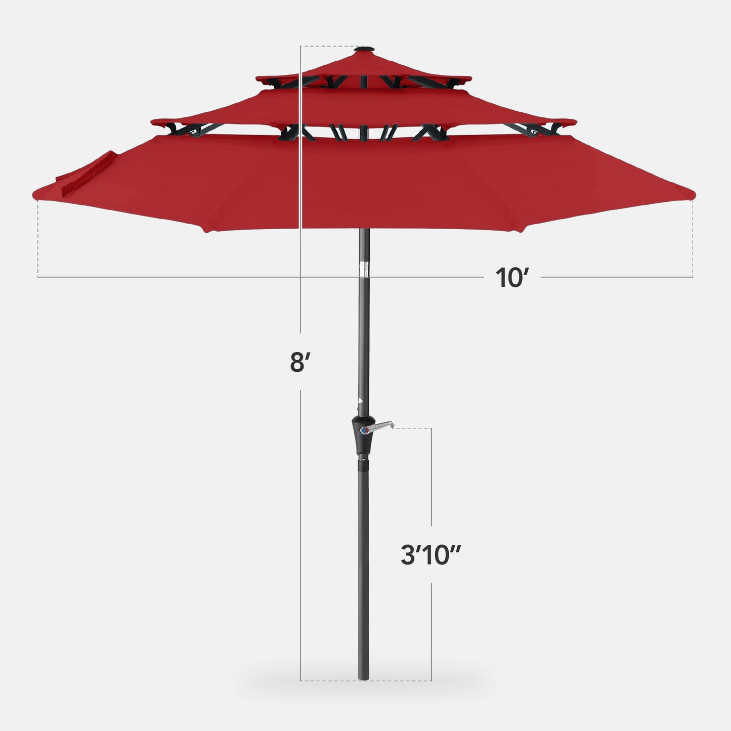 3-Tier Patio Umbrella with Tilt Adjustment Crank - 10ft with practical outdoor-ready details