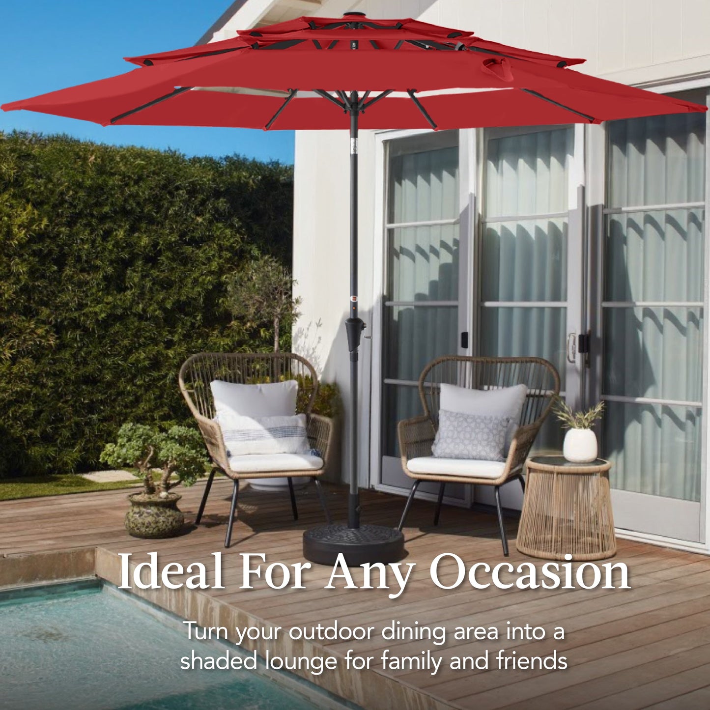 3-Tier Patio Umbrella with Tilt Adjustment Crank - 10ft with practical outdoor-ready details