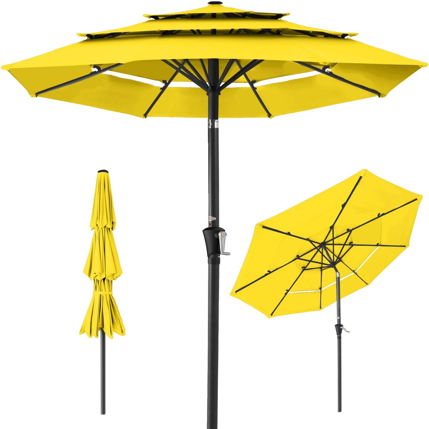 3-Tier Patio Umbrella with Tilt Adjustment Crank - 10ft with practical outdoor-ready details