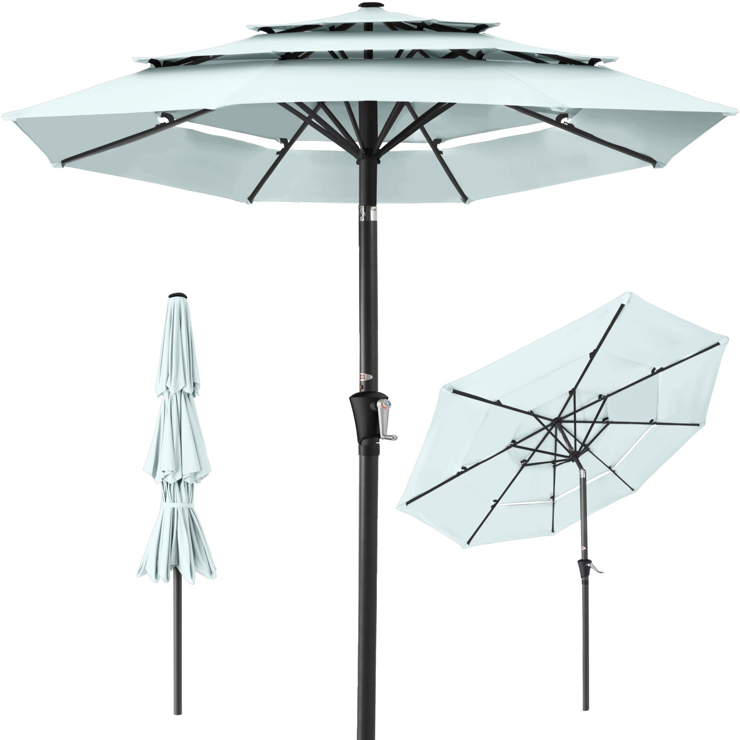 3-Tier Patio Umbrella with Tilt Adjustment Crank - 10ft with practical outdoor-ready details
