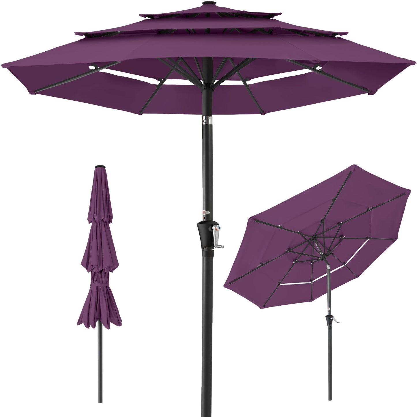 3-Tier Patio Umbrella with Tilt Adjustment Crank - 10ft with practical outdoor-ready details