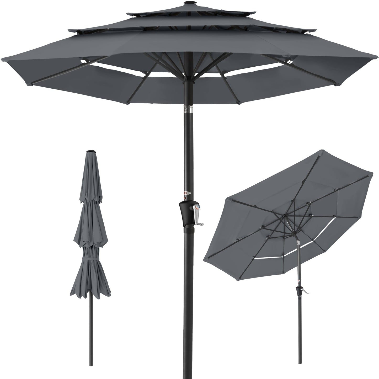 3-Tier Patio Umbrella with Tilt Adjustment Crank - 10ft with practical outdoor-ready details