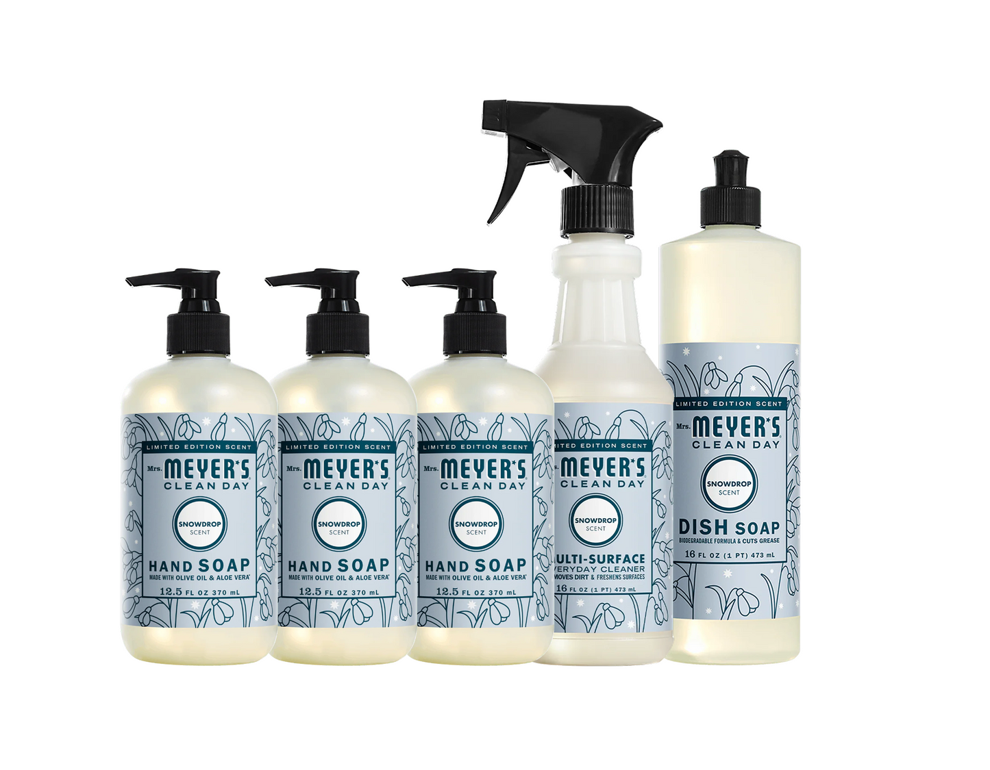 Snowdrop Essentials 5-Count Bundle Gift-Ready | Mrs. Meyer's Clean Day