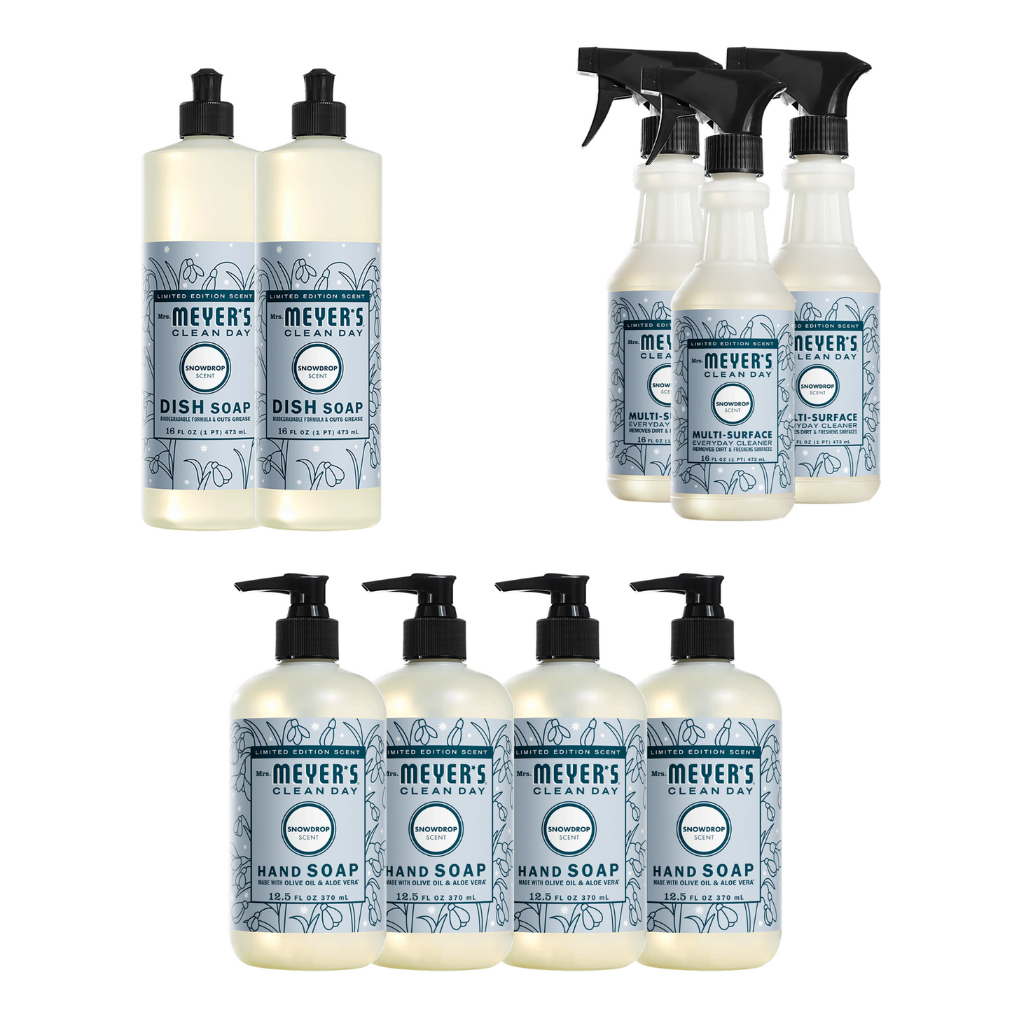 Snowdrop Essentials Plus 9-Count Bundle Gift-Ready | Mrs. Meyer's Clean Day