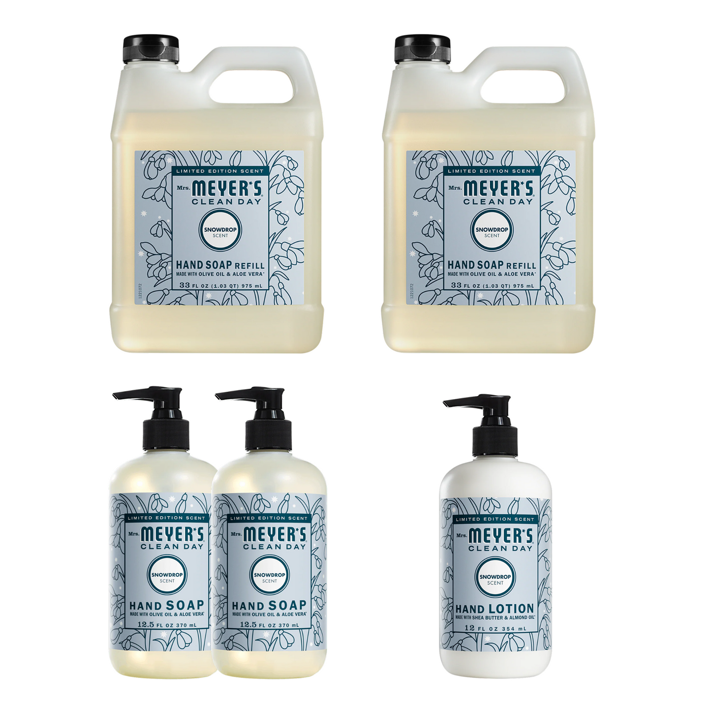 Snowdrop Hand Care Plus 5-Count Bundle Gift-Ready | Mrs. Meyer's Clean Day