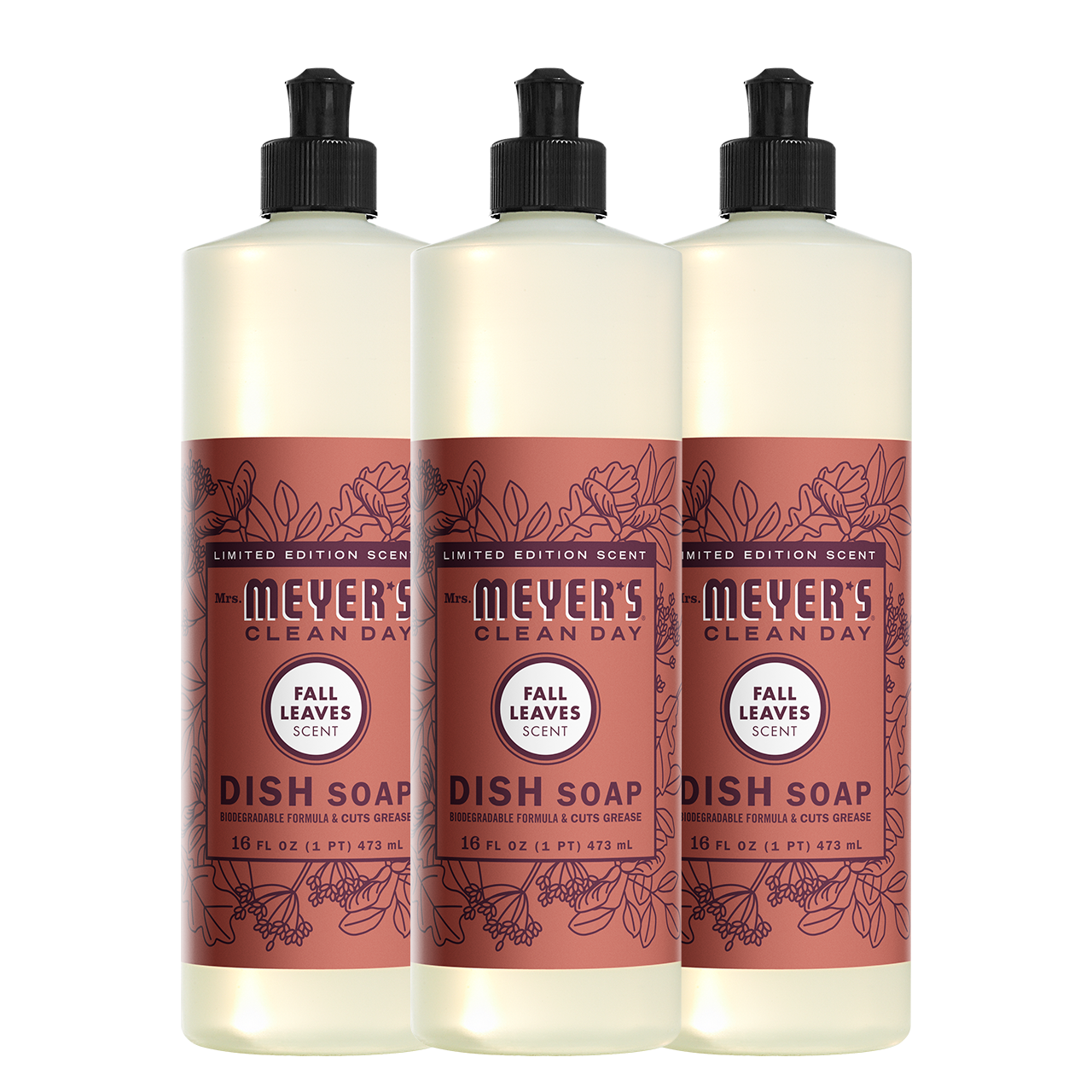 Fall Leaves Dish Soap Value 3-Count Bundle | Mrs. Meyer's Clean Day