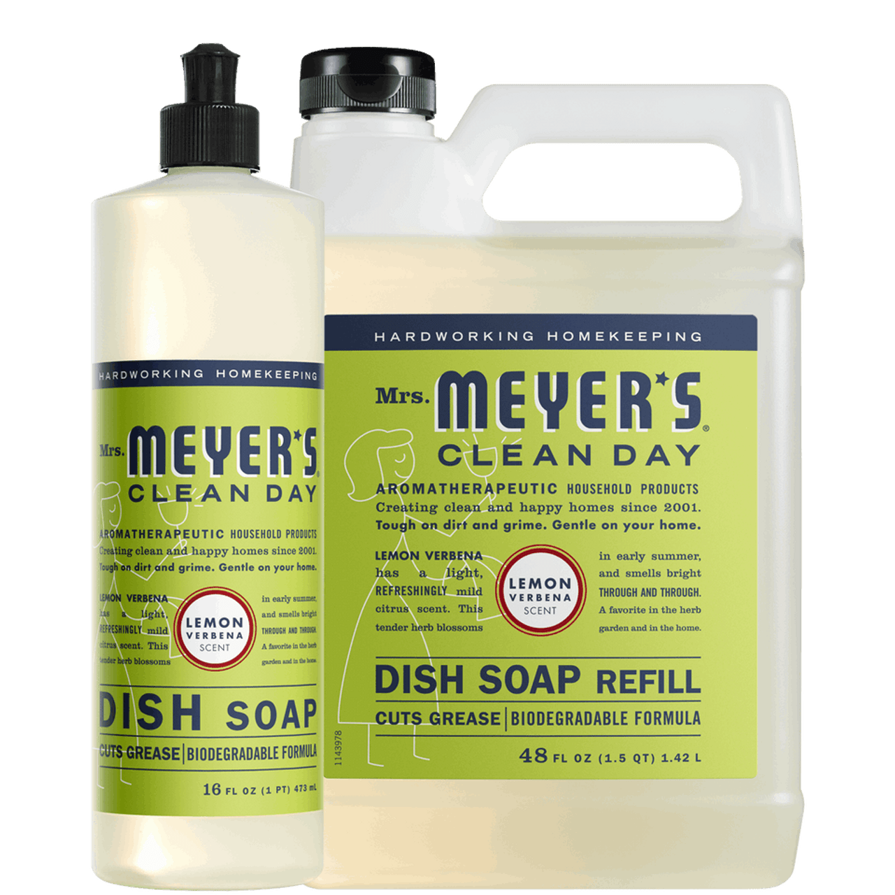 Lemon Verbena Dish Soap for Kitchen Cleanup and Refill set | Mrs. Meyer's Clean Day