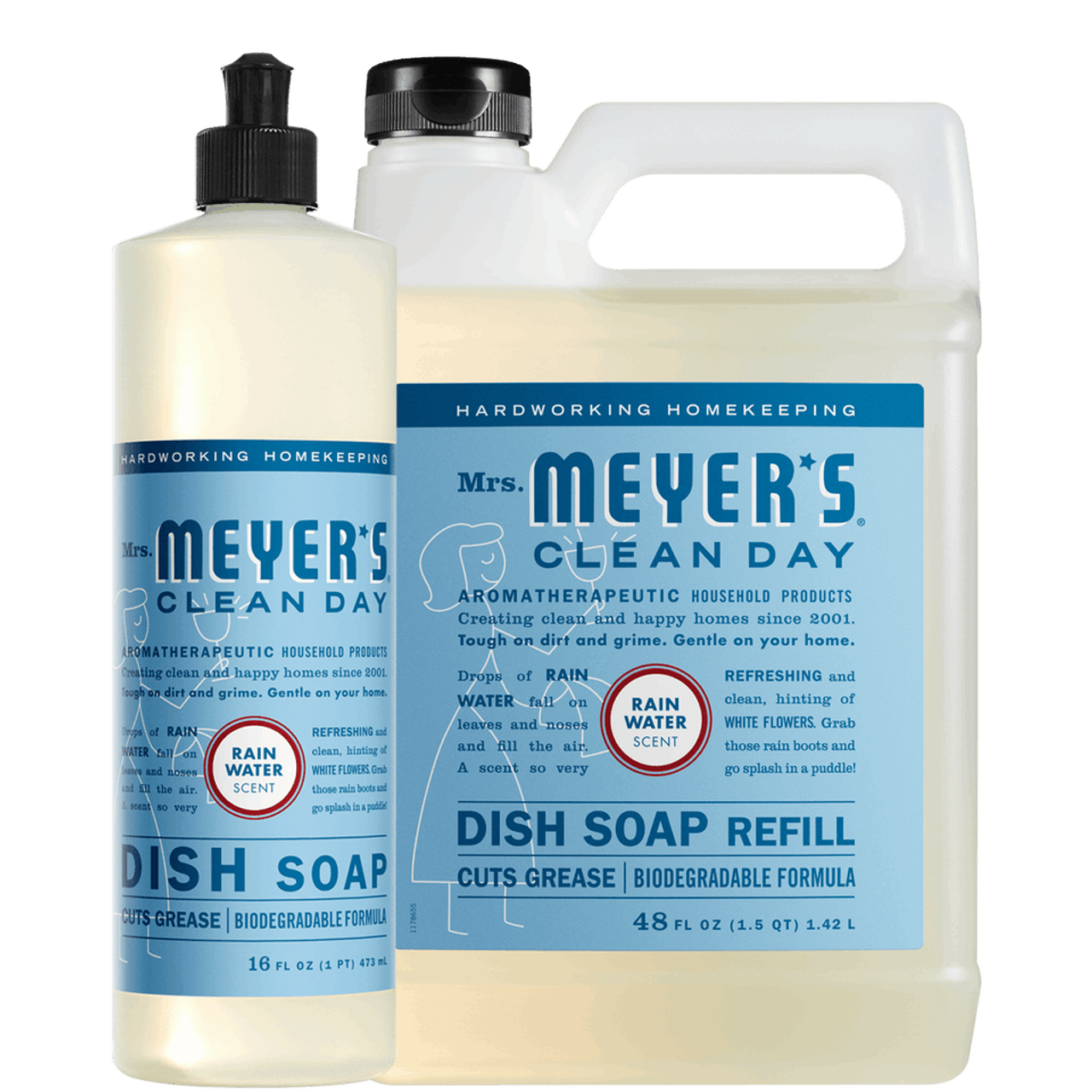 Rain Water Dish Soap for Kitchen Cleanup & Refill Set | Mrs. Meyer's Clean Day